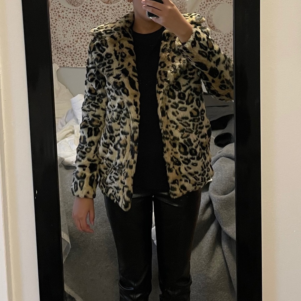 Aqua by Bloomingdales Leopard Print Faux Fur Coat